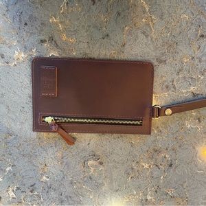 Portland Leather Goods Adriana Pouch Wristlet in Cognac NEW
